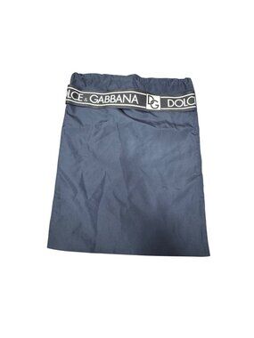 Dolce & Gabbana Logo Thick Drawstring Bag Band Trim 12x9.7 Purse Handbag Storage